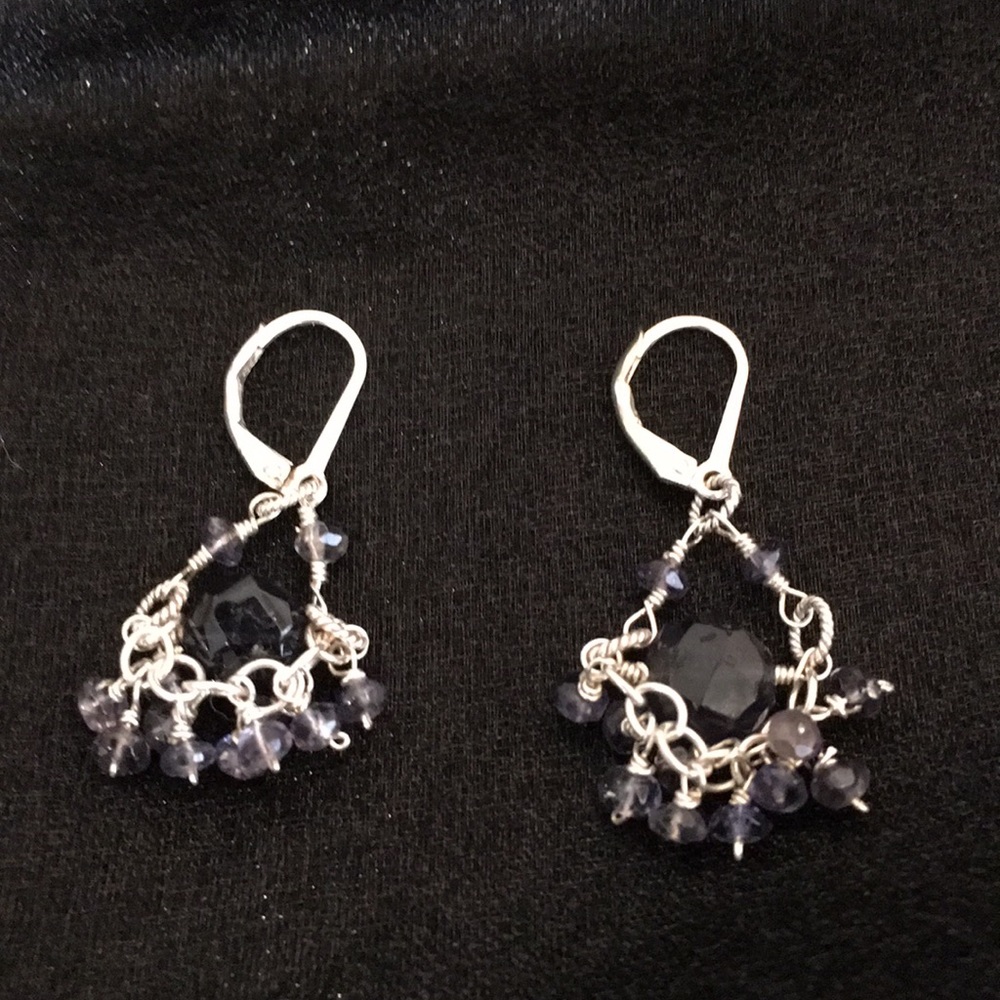 Amethyst and silver drop earrings